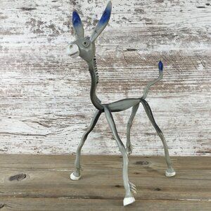 Vintage Bendy Donkey Figurine Brabo Hong Kong Gray/Blue Flexible Animal
